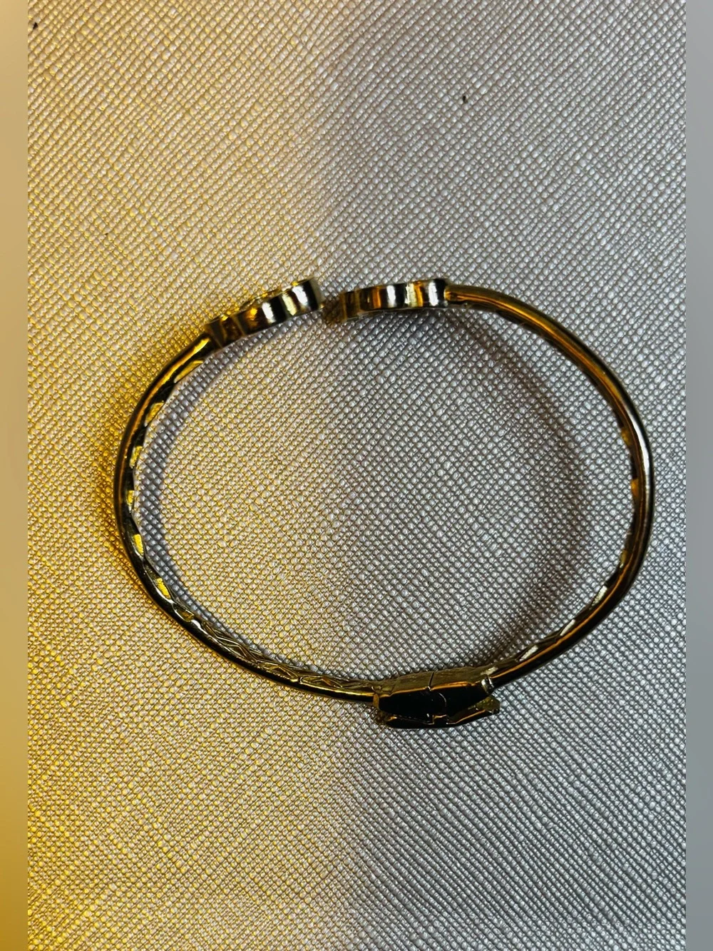 Gold Clover Cuff Bracelet with Mother of Pearl and Pave Crystals